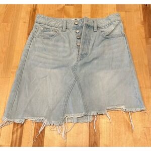 We the Free Denim Skirt with Raw Hem Free People Size 6. B36